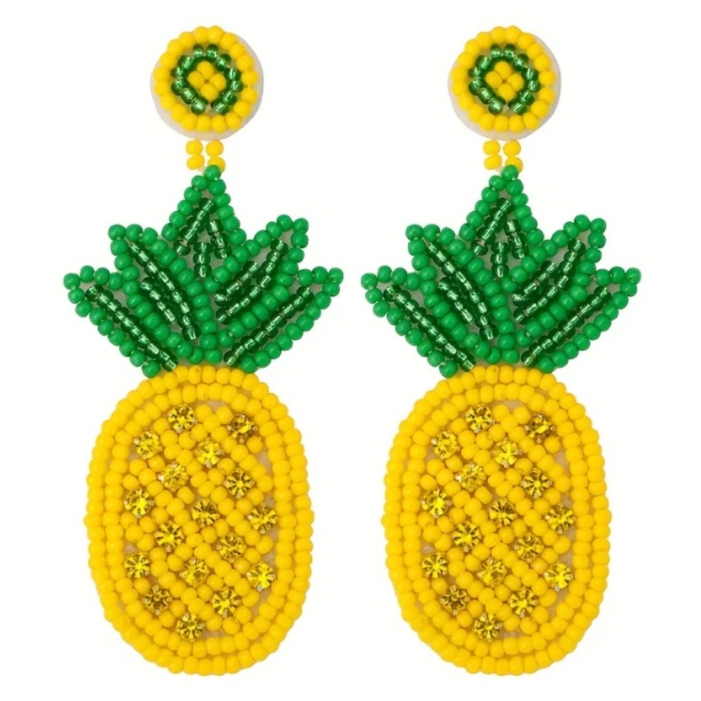 Pineapple Seed Bead Dangle Earrings